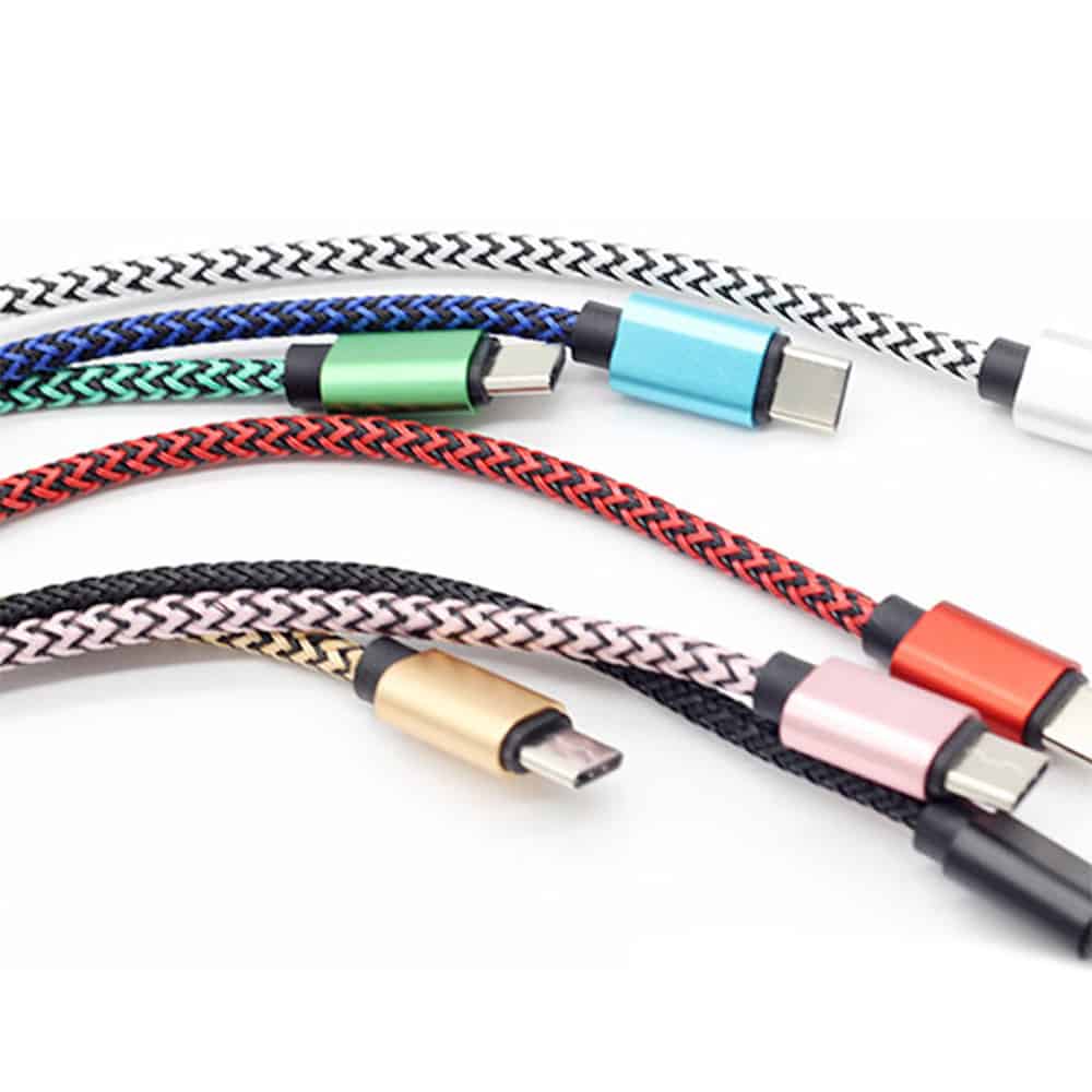 Bulk type c USB cables in multiple colors