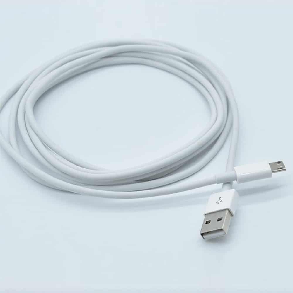 long white bulk phone charging cable
