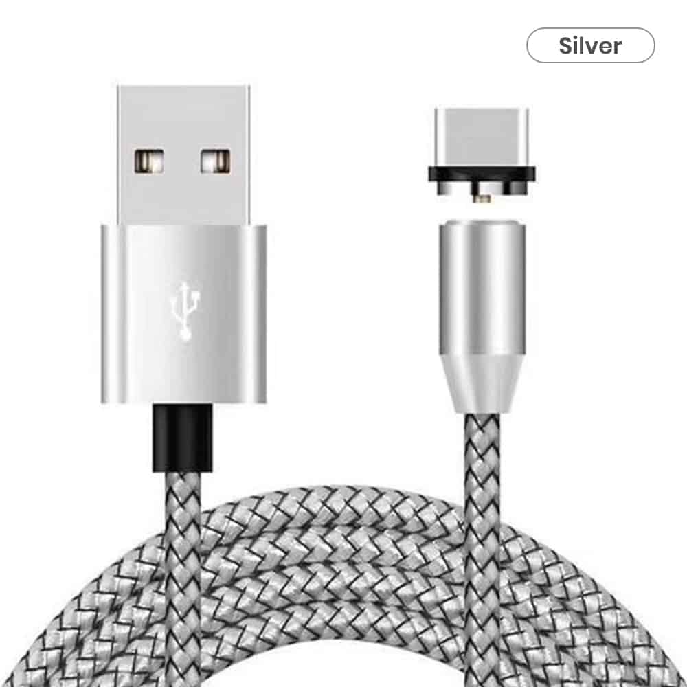 Type-c magnetic head wholesale cable in silver color