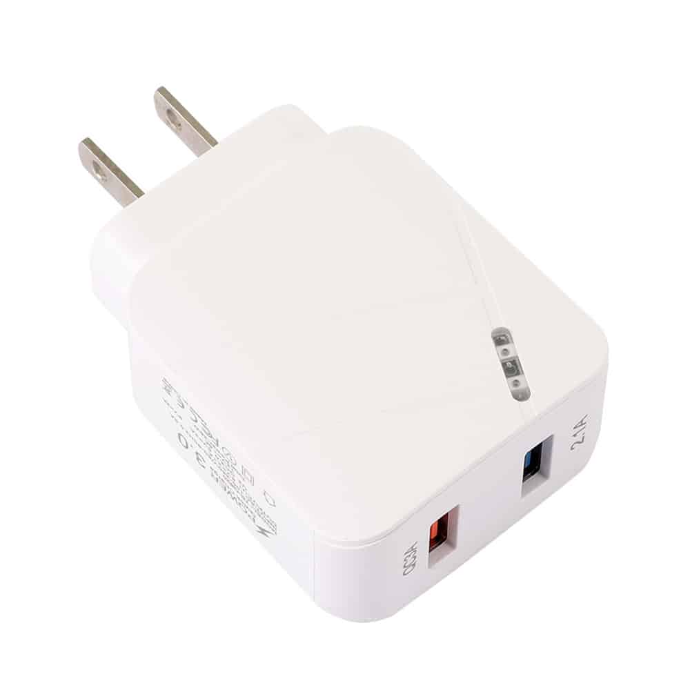 White travel charger in bulk wih LED