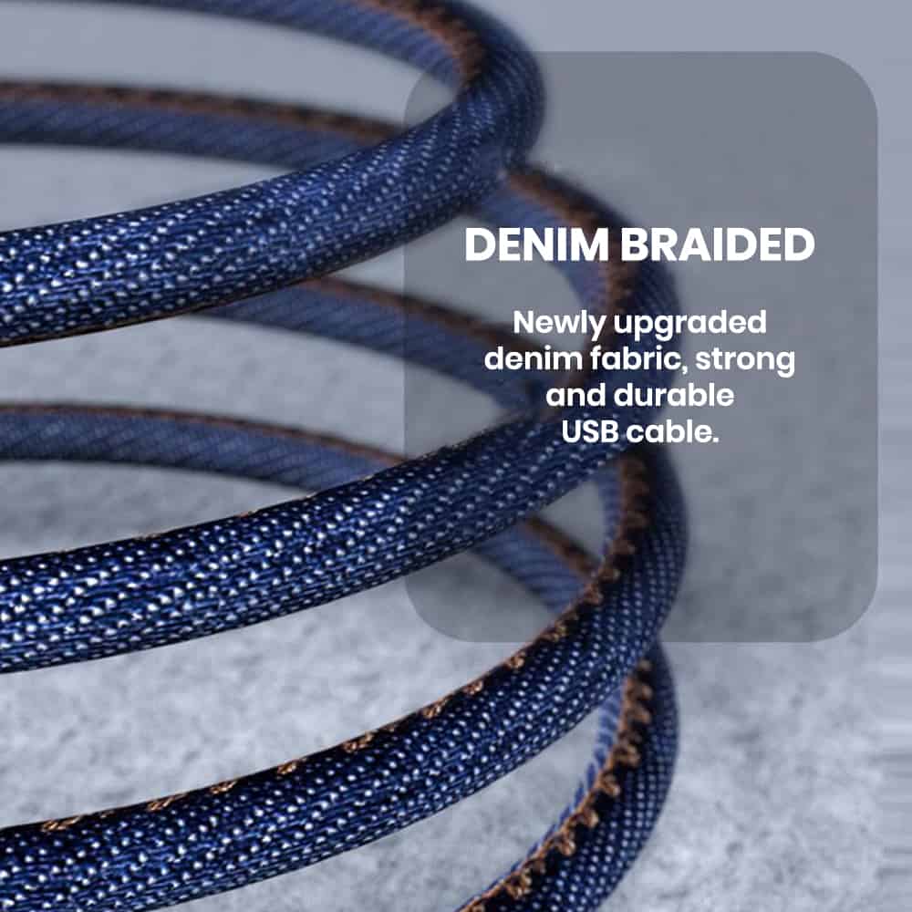 bulk usb cables with denim braided material