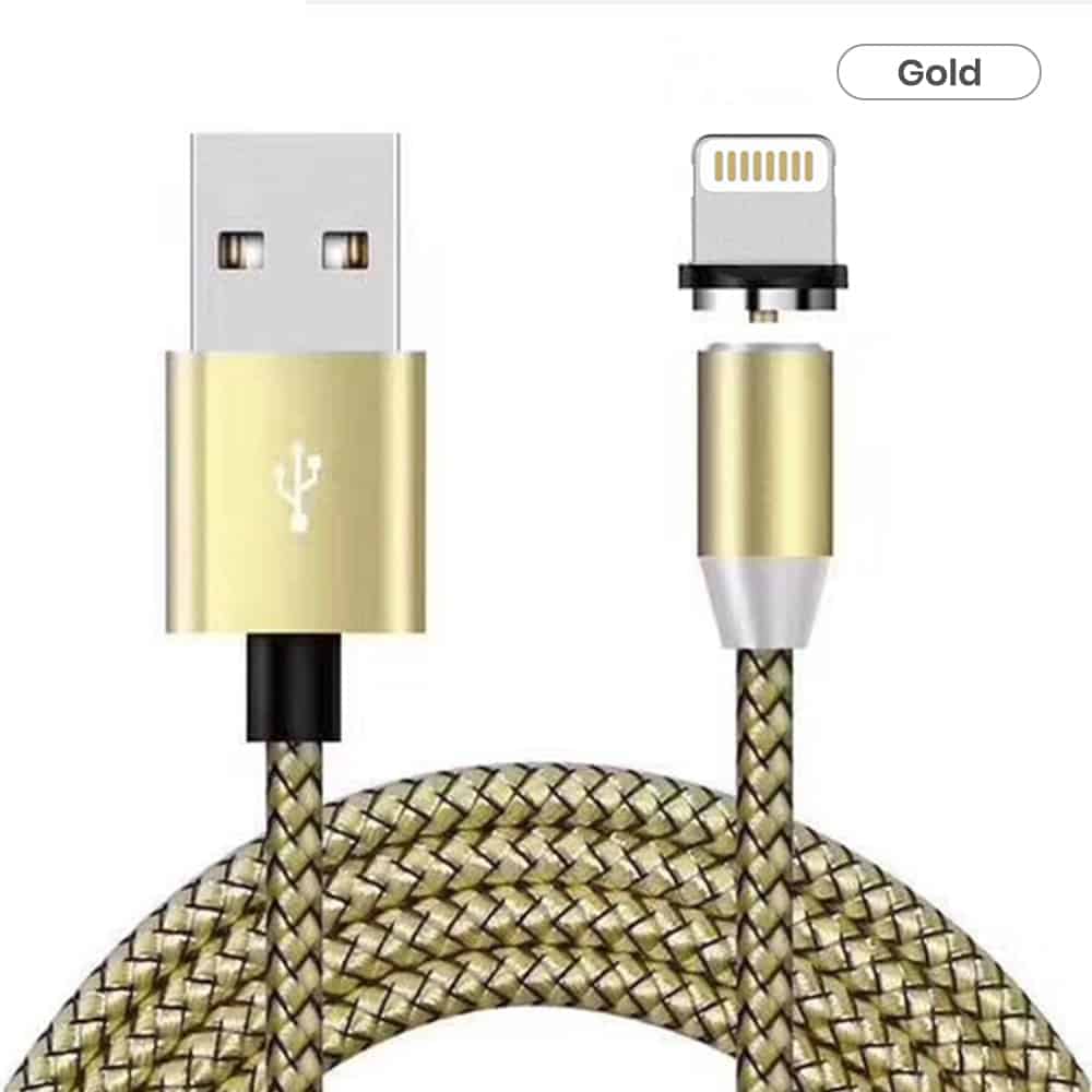 iphone cable bulk with magnetic head in gold color