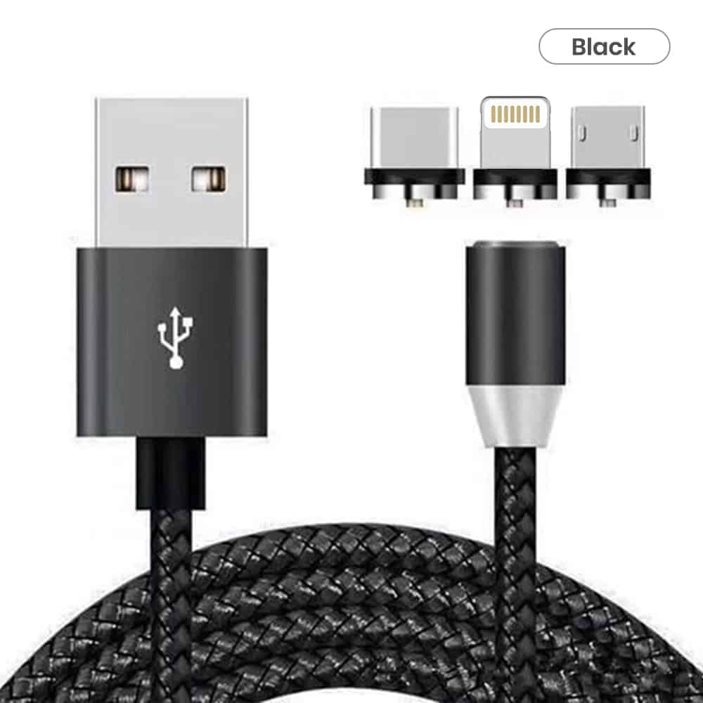 Black Braided Bulk I phone usb cables with multiple Magnetic heads