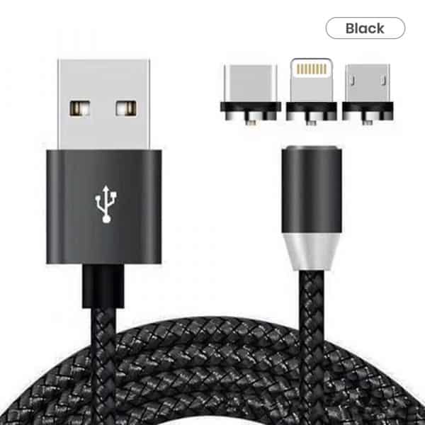Black Braided Bulk micro usb cables with multiple Magnetic heads