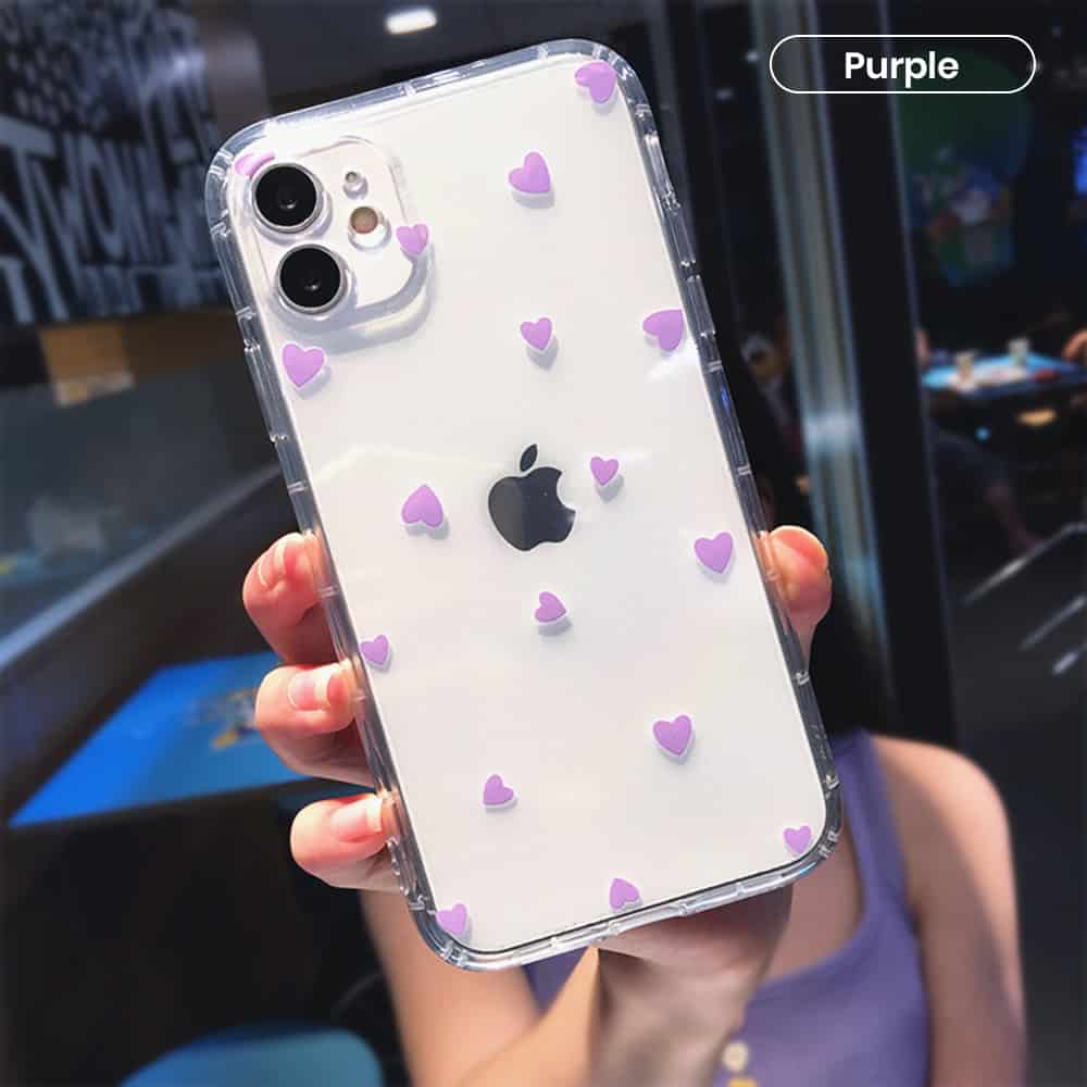 Purple heart transparent wholesale iphone cases