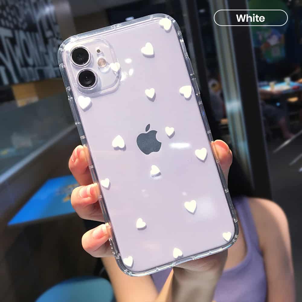 White heart transparent wholesale iphone cases